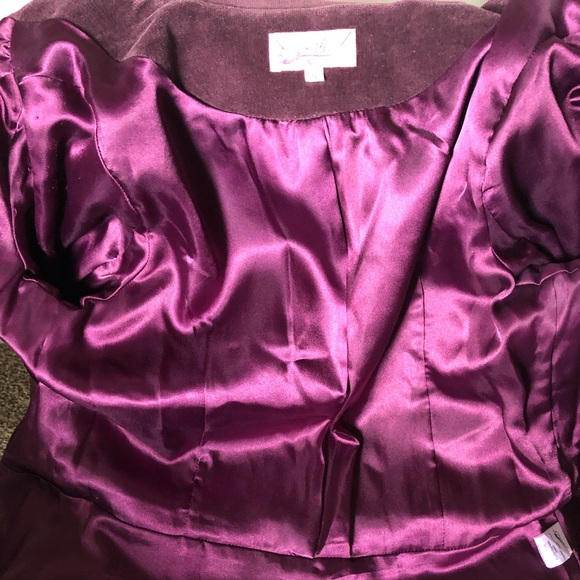 Purple Velvet Blazer Sequins Elbows Velvet Jacket Purple Coat - Picture 10 of 10